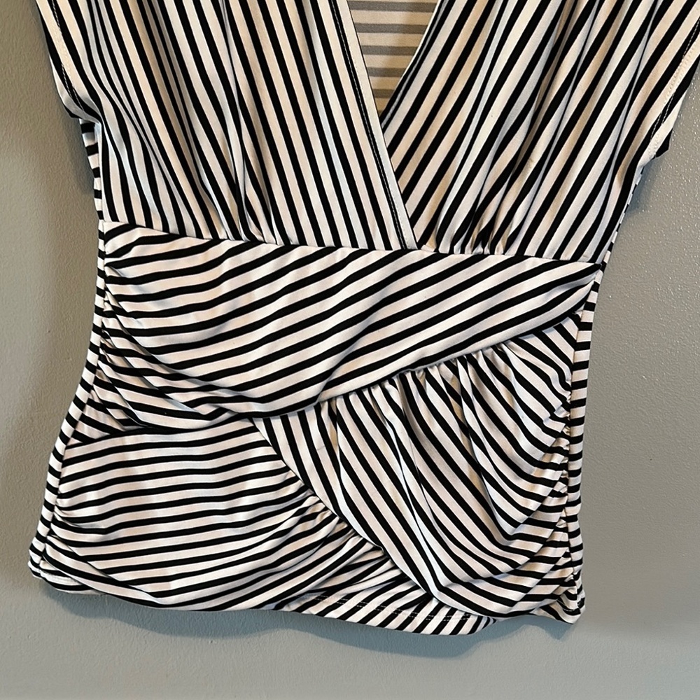 Dots Black and White Wrap Blouse with Cap Sleeves - Picture 7 of 7